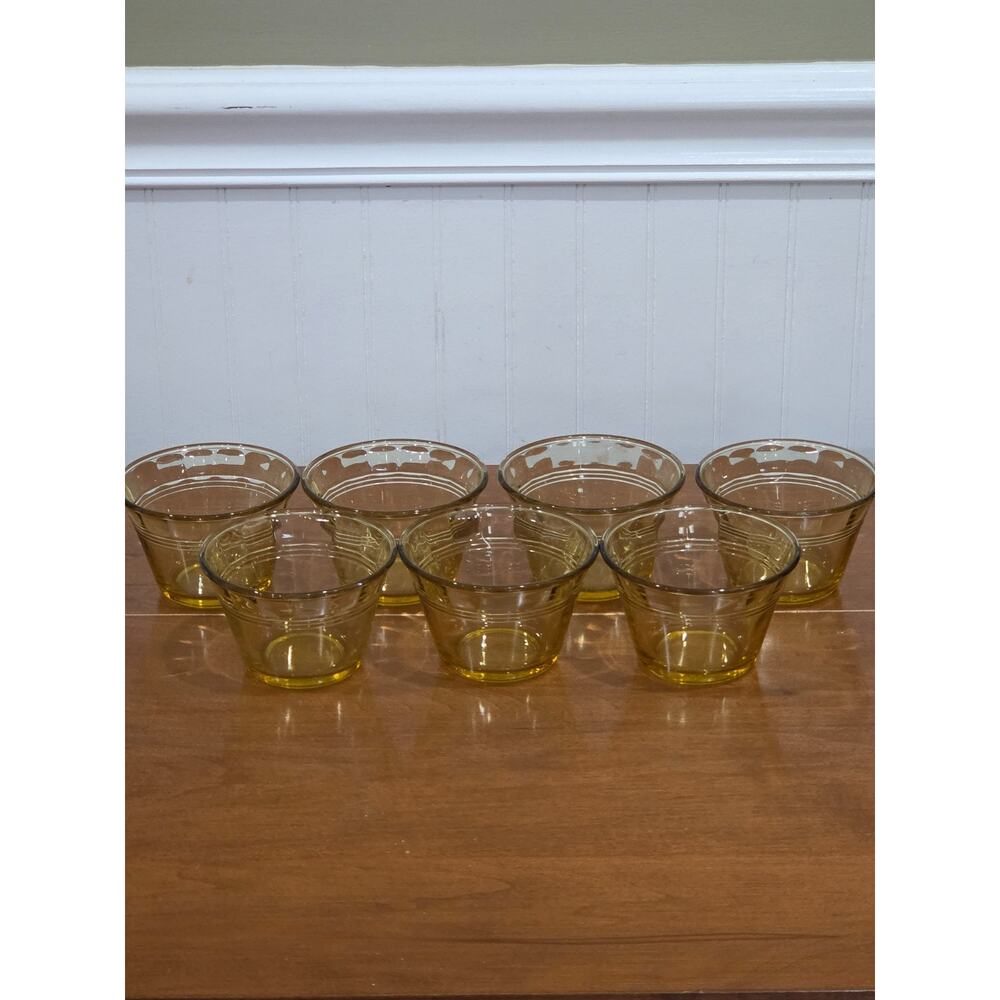 Fortecrisa Made In Mexico Amber Vintage 1970'S Custard Bowls Set of 7